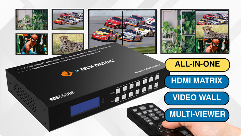 JTECH-4KMVM (JTD-3182) - 4K 60Hz 4x4 HDMI Matrix, Video Wall Controller, Multi-viewer | Product Demo Video