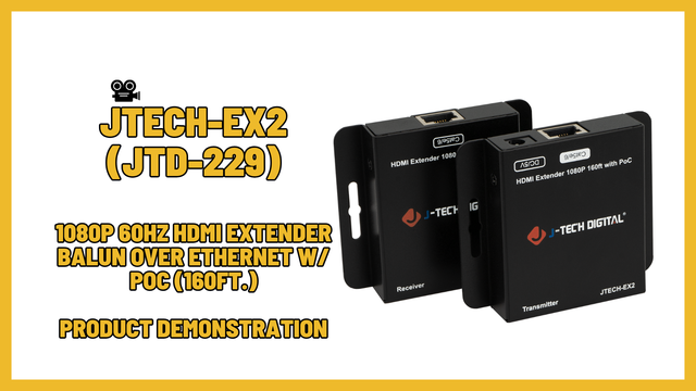 JTECH-EX2 (JTD-229) - 1080P 60Hz HDMI Extender over Cat5e/6 (160ft.) | Product Demo Video