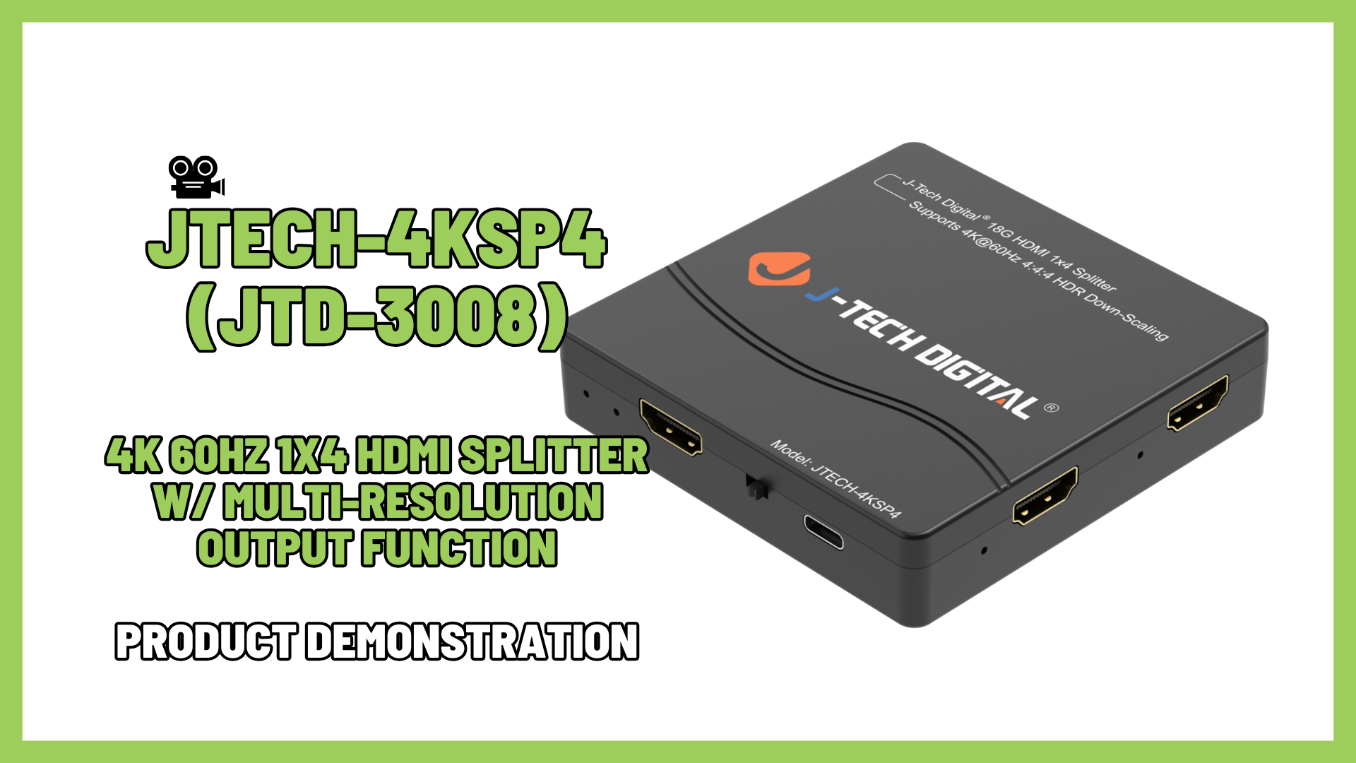 JTECH-4KSP4 (JTD-3008) - 4K 60Hz 1x4 HDMI Splitter w/ MRO | Product Demo Video