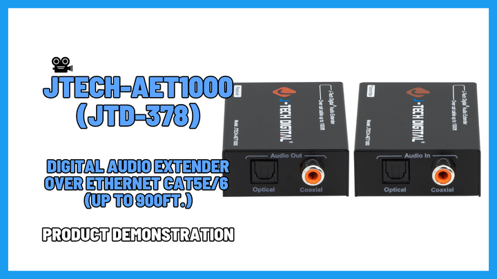 JTECH-AET1000 (JTD-378) - Digital Audio Extender over Ethernet CAT5e/6 | Product Demo Video