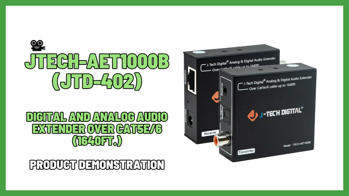 JTECH-AET1000B (JTD-402) - Digital & Analog Audio Extender over Ethernet CAT5e/6 | Product Demo Video