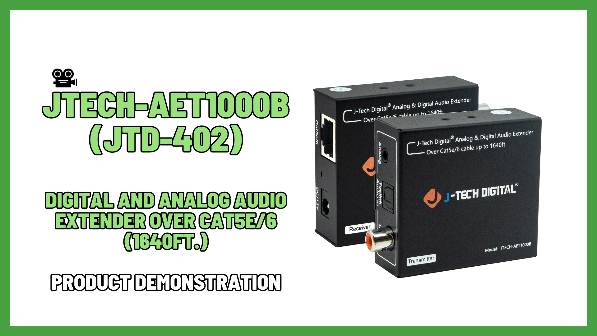 JTECH-AET1000B (JTD-402) - Digital & Analog Audio Extender over Ethernet CAT5e/6 | Product Demo Video