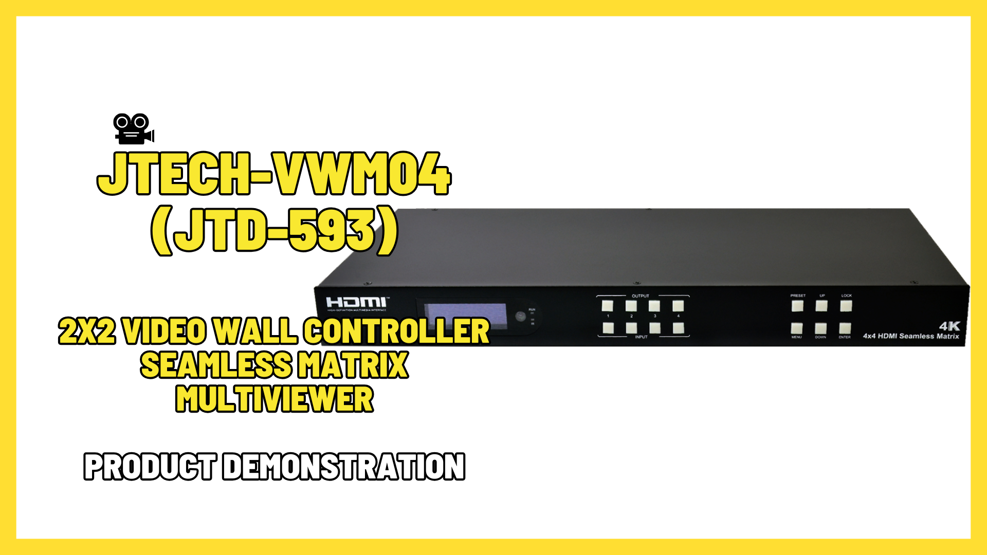 JTECH-VWM04 (JTD-593) - 4K 60Hz 2x2 Video Wall Controller | Product Demo Video
