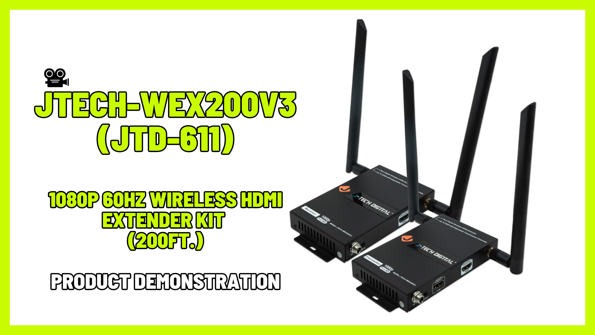 JTECH-WEX200V3 (JTD-611) - 1080P@60Hz Wireless HDMI Extender Kit | Product Demo Video