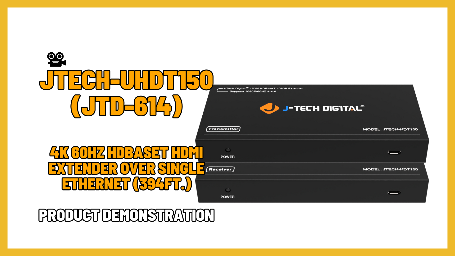 JTECH-UHDT150 (JTD-614) - HDBaseT HDMI Extender Over Ethernet | Product Demo Video