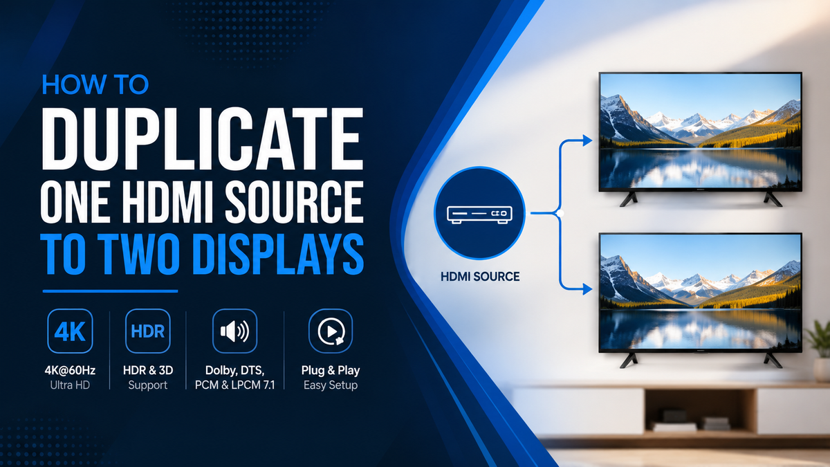 How to Duplicate One HDMI Source to Two Displays | 4K 60Hz (4:2:0) 1x2 HDMI Splitter (JTD-3287)