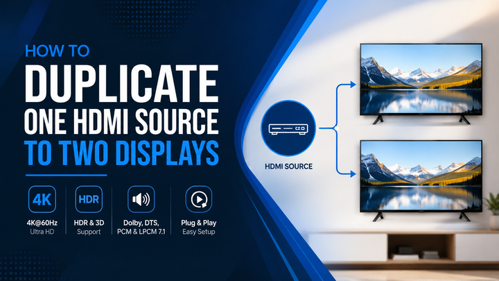 How to Duplicate One HDMI Source to Two Displays | 4K 60Hz (4:2:0) 1x2 HDMI Splitter (JTD-3287)