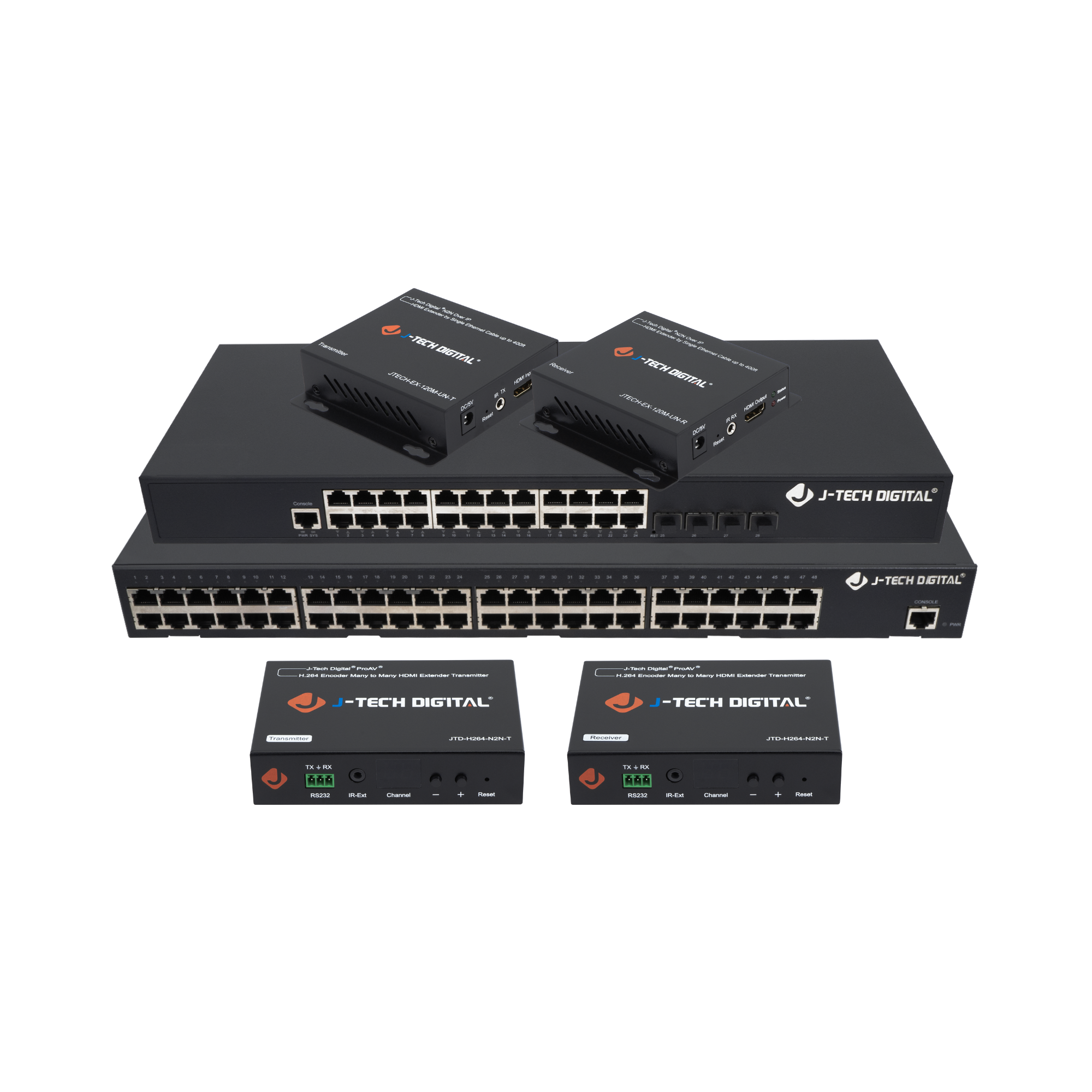 ホームシアター J-Tech Digital JTD-PRO-4x8 ProAV Most Advanced 4 Ports HDMI Inputs 8 Ports HDMI Outputs 4x8 Powered HDMI Switch and HDMI Splitter (Not