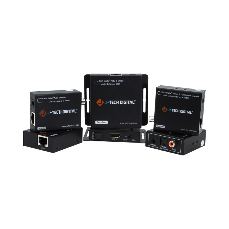 Digital Audio & Analog Audio Extenders over Ethernet for high-quality, long distance audio signal transmission.
