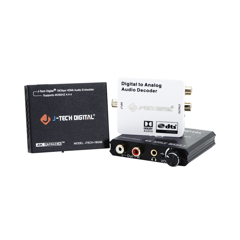 Audio converters, featuring Digital to Analog (DAC), audio downmixing, decoding, and embedding capabilities for versatile audio solutions.