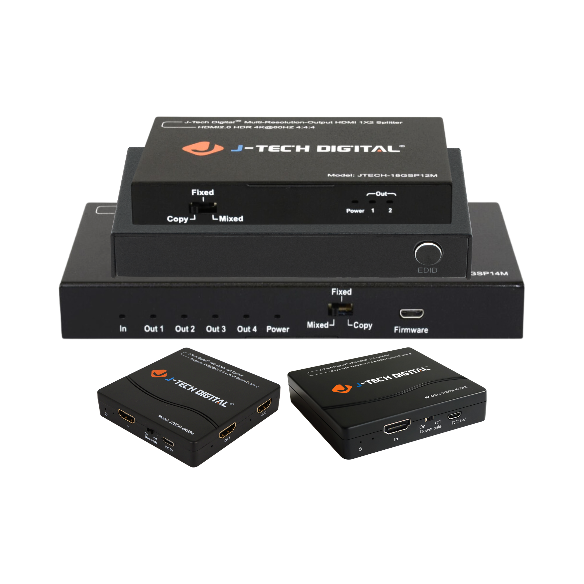 HDMI Splitters – Distribute HDMI signals to multiple displays.