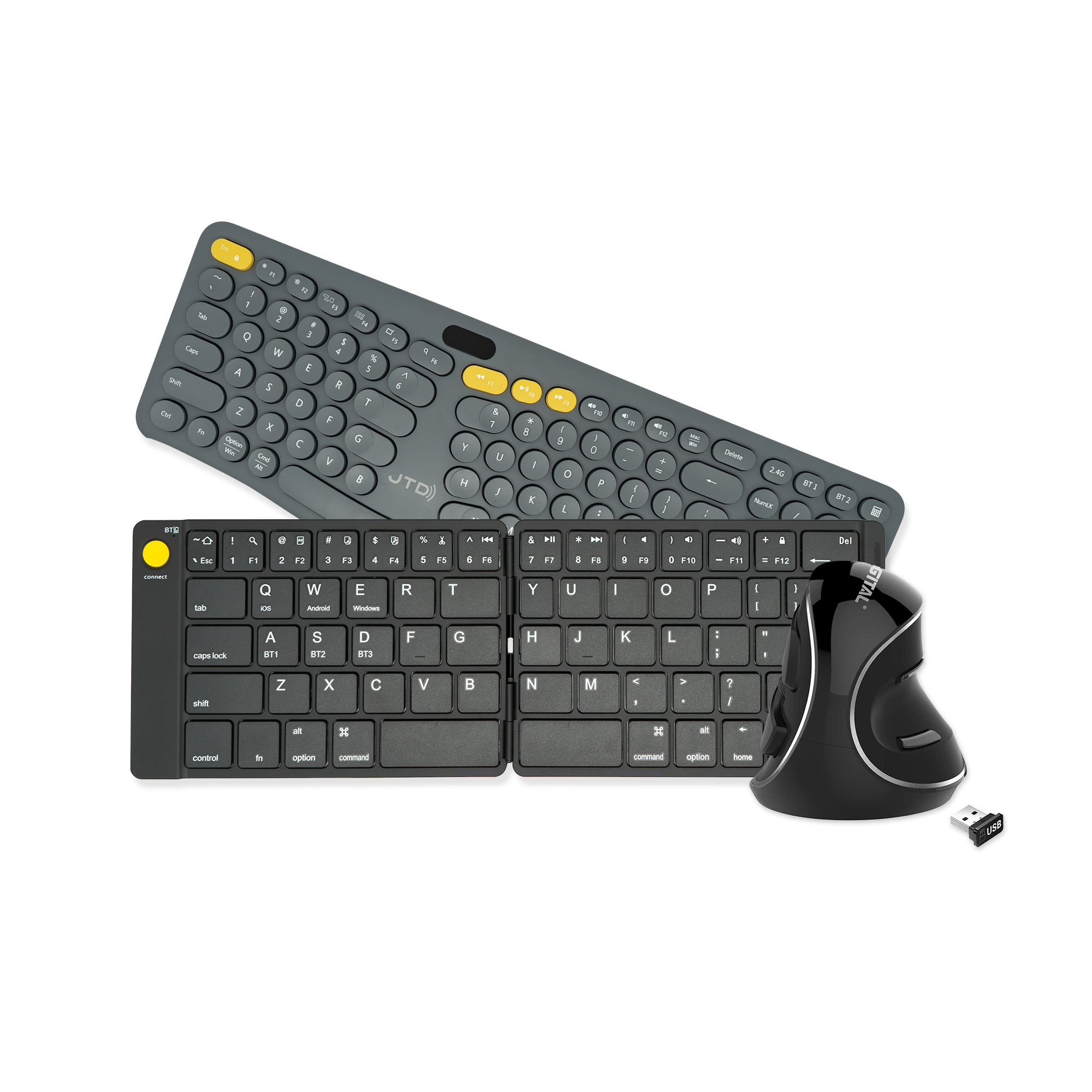 Ergonomic mouse and keyboard, Wired mouse, wireless mouse