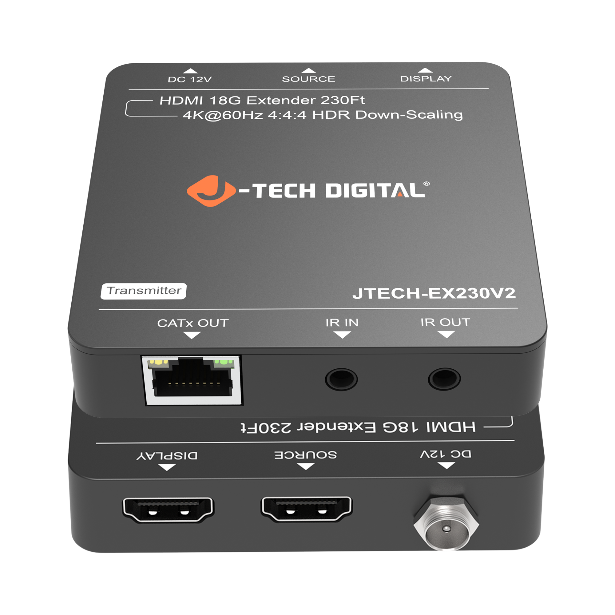 4K 60Hz HDMI Extender Over Cat6a/7 with PoC (230ft.) | JTECH-EX230V2