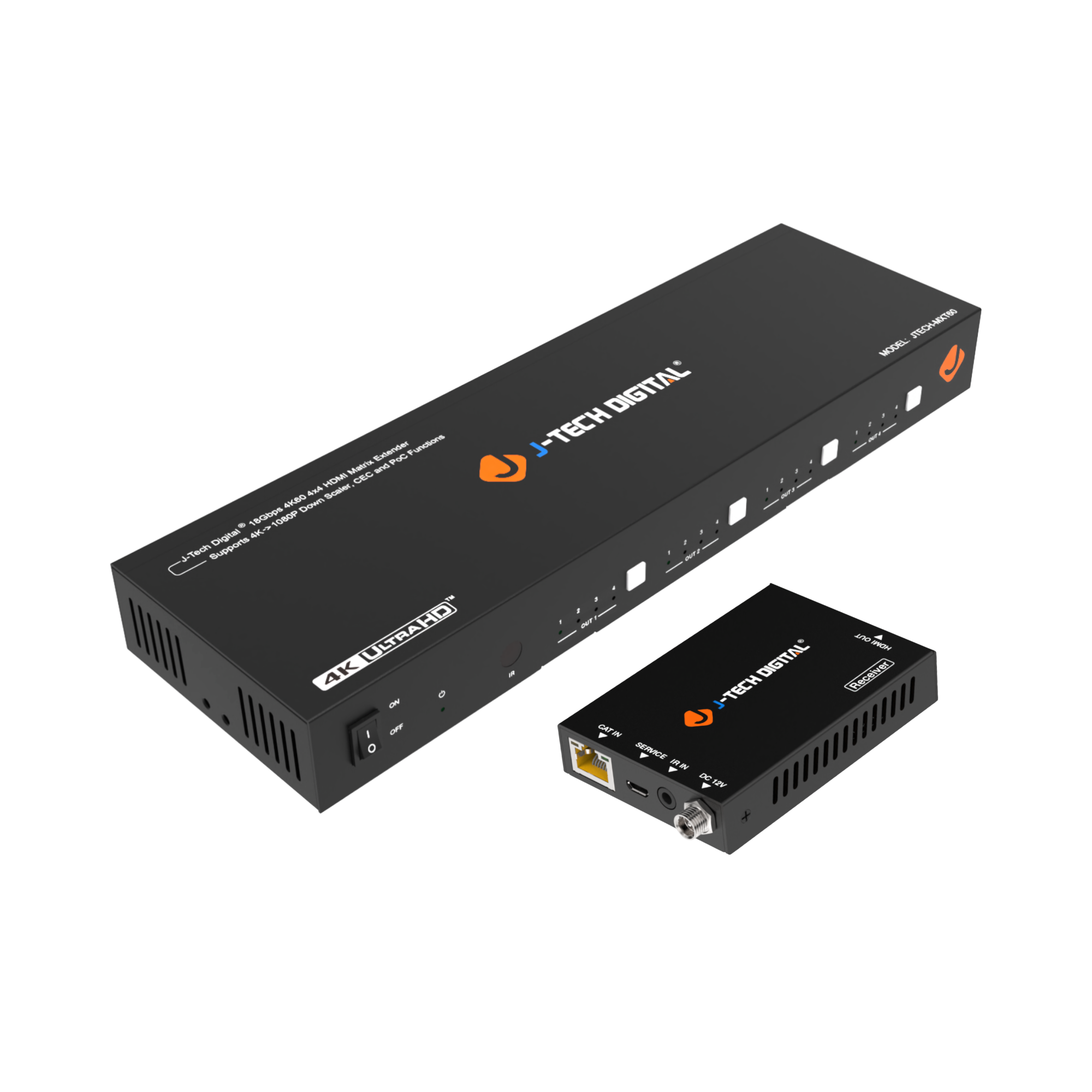 4K 60Hz 4x4 HDMI Matrix Extender Over Ethernet (130ft.) | JTECH-MXT60