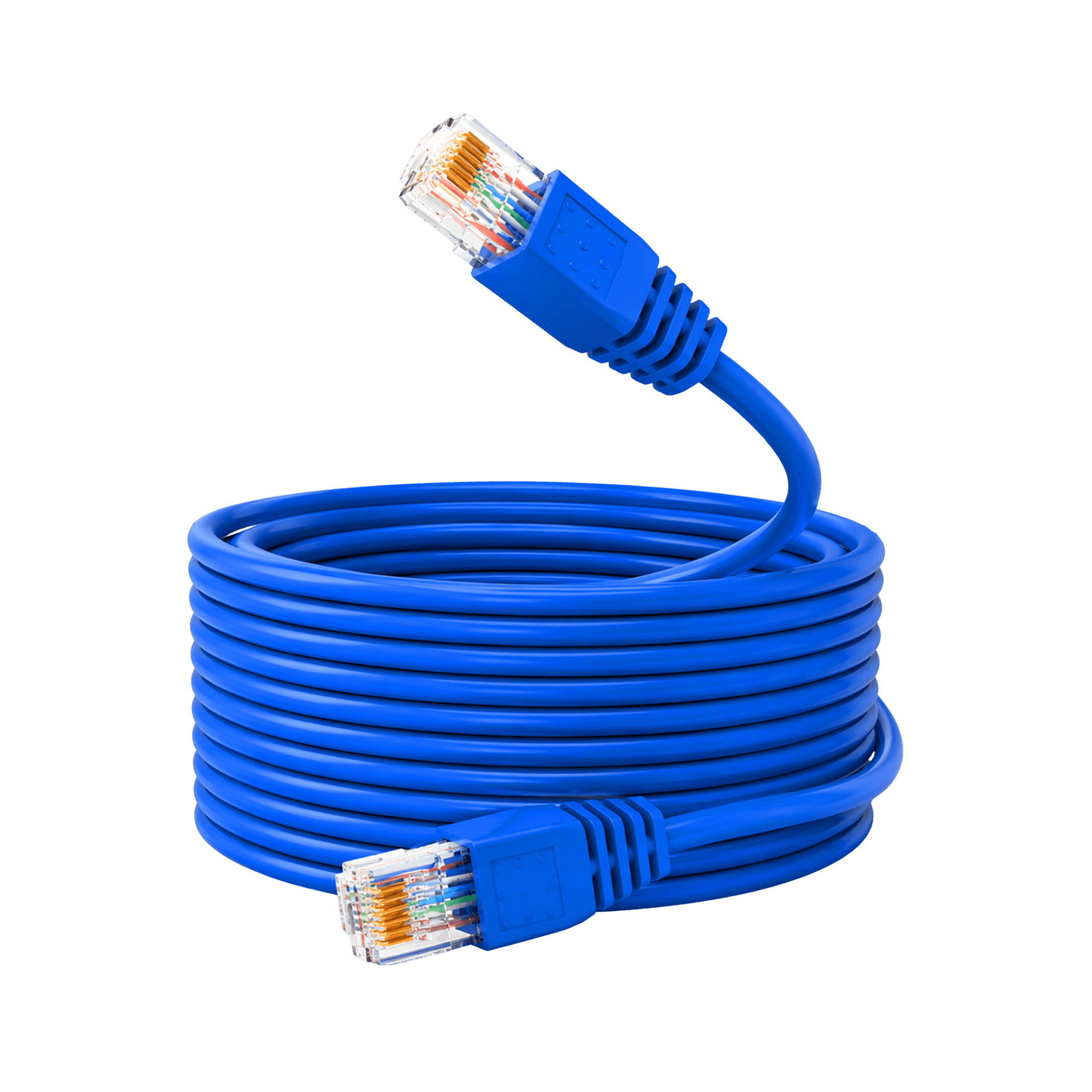 J-Tech Digital 100ft blue CAT6A Ethernet cable with RJ45 connectors, pure copper 23AWG, coiled