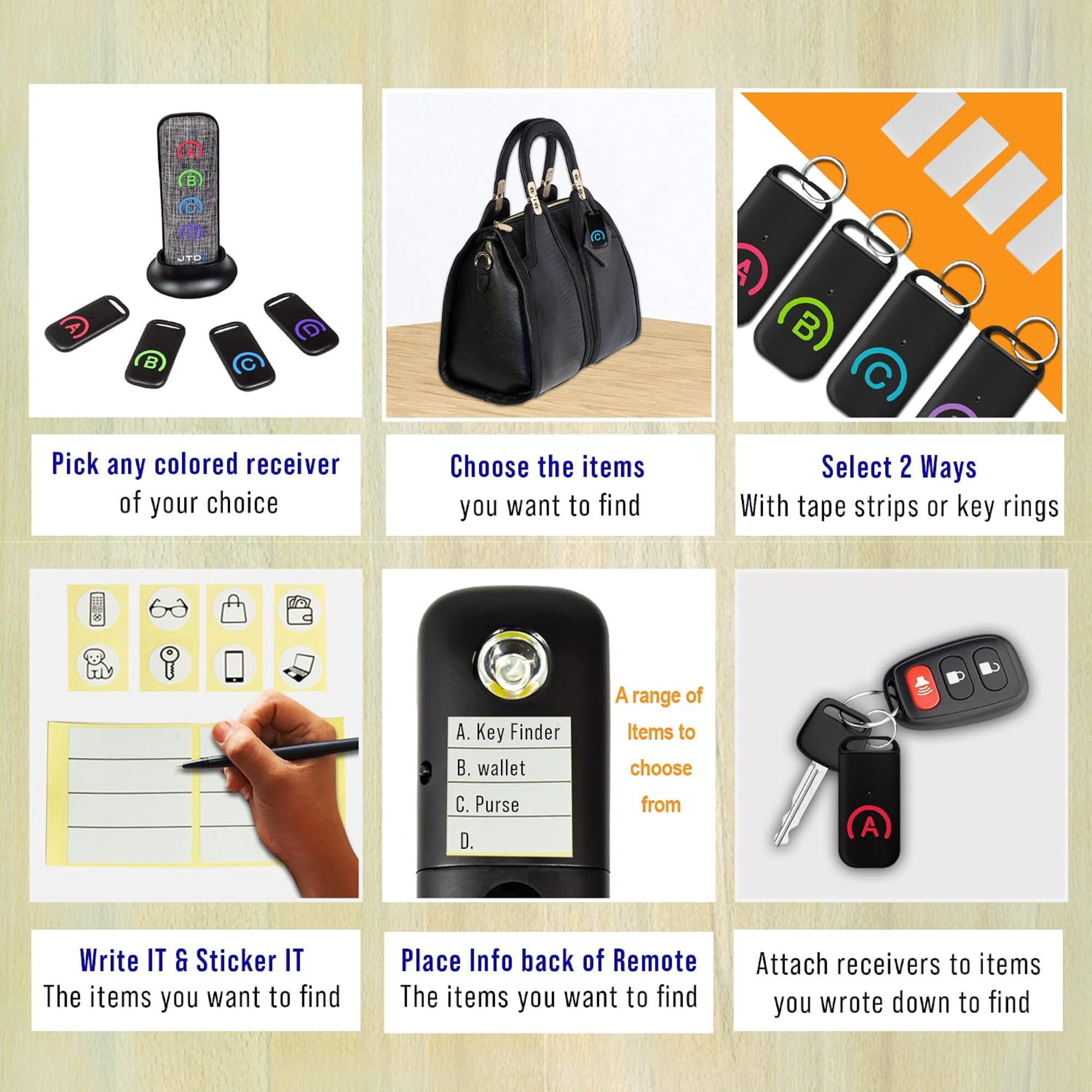 jtd-320 Key Finder 4 Receivers with Fabric Remote versatile usage 