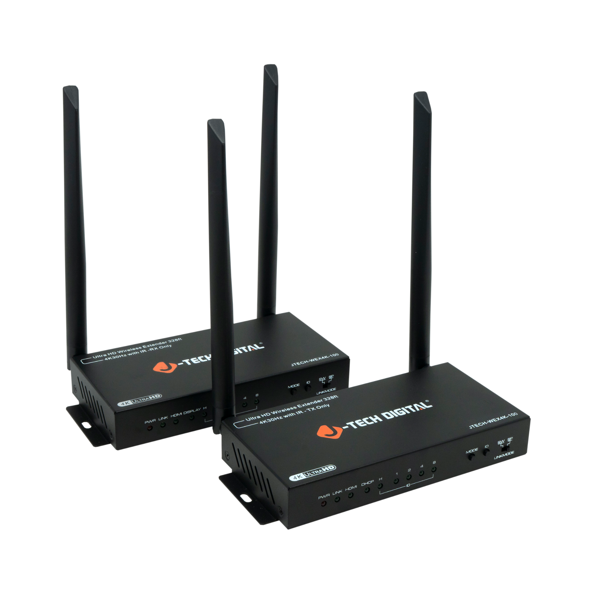 jtd-3276 wireless hdmi transmitter and receiver units at an angle glance