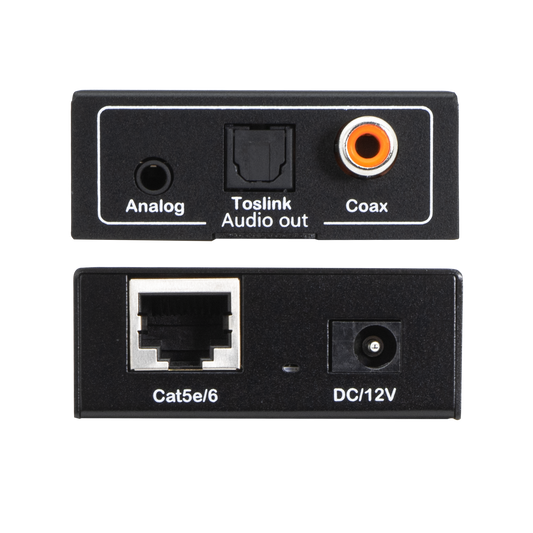 Reliable Audio Extender – Extends Audio Signals (Optical, Coaxial, Analog) Over Cat5e/6 up to 1640ft, Includes Power Over Cable (PoC) for Easy Configuration