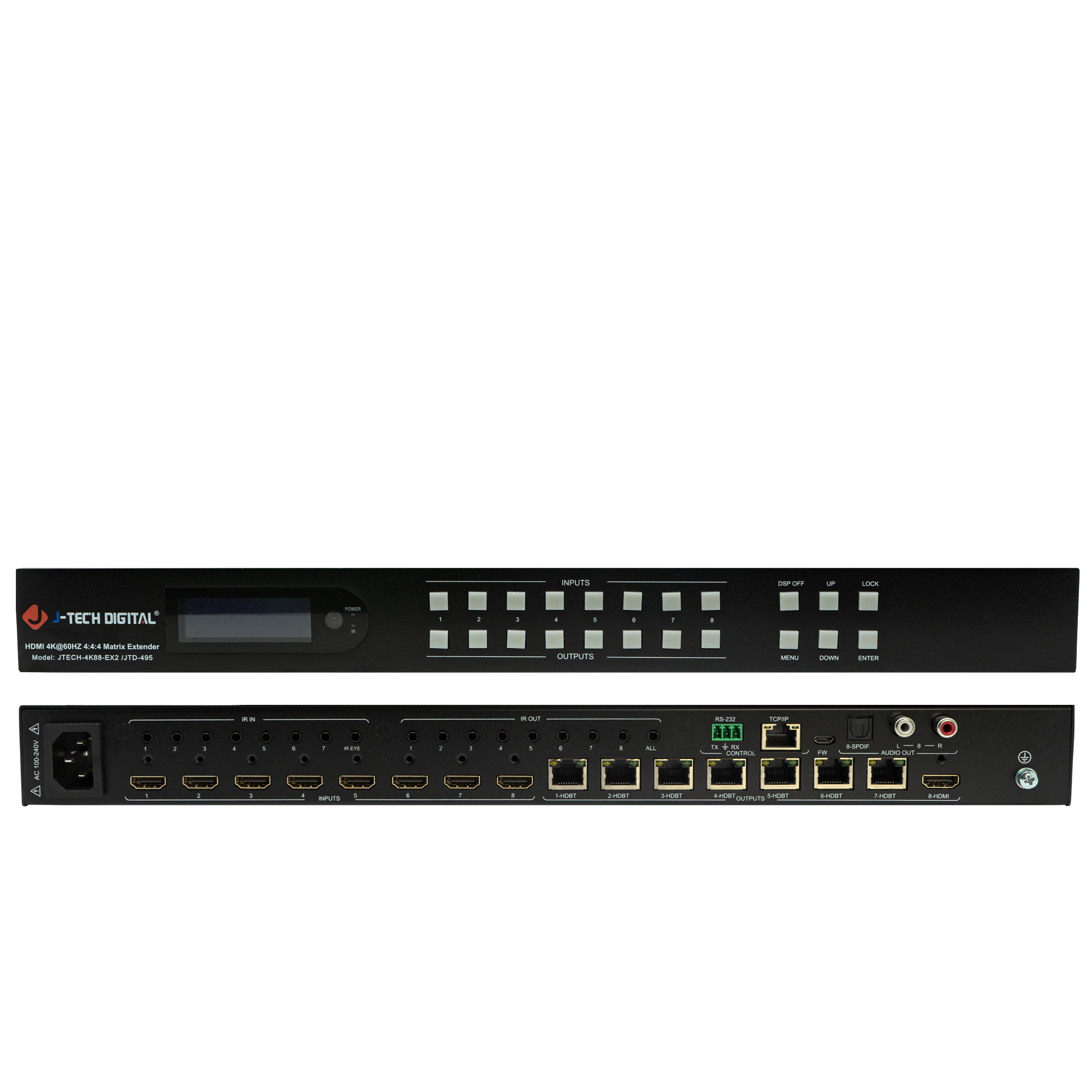 4K 8x8 HDBaseT HDMI matrix extender with PoC for clean installations.