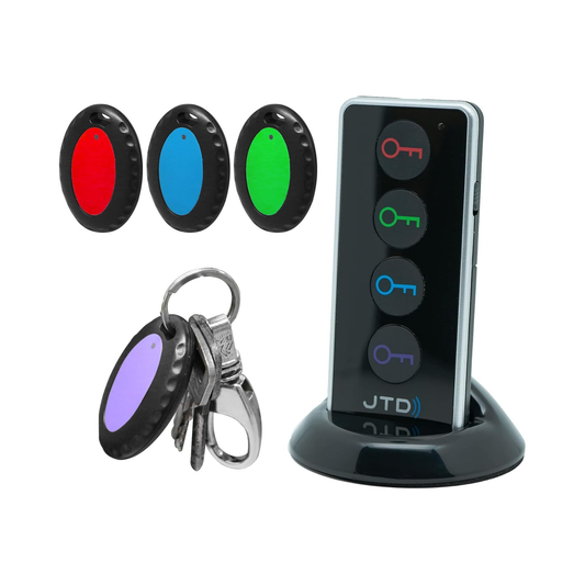 jtd-641 key finder with 4 receivers main image showing remote and tags