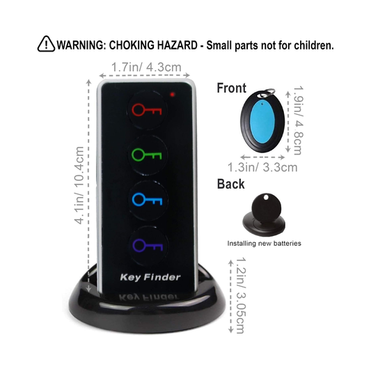 jtd-641 key finder with 4 receivers size and dimensions