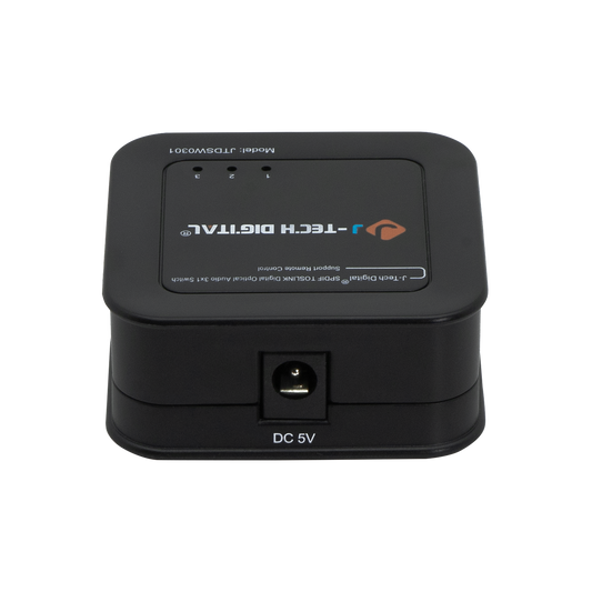 High-quality SPDIF optical switch with 3 inputs and 1 output. Supports Dolby Digital and DTS 5.1 audio formats, with remote and manual switching for convenience.