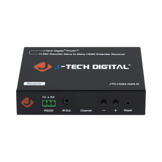 HDMI H.264 Decoder, Extends HDMI Signal up to 400ft, H.264 Compression, Multiple Setup Options, Supports VLC Player, Compatible with J-Tech Digital Network Switches