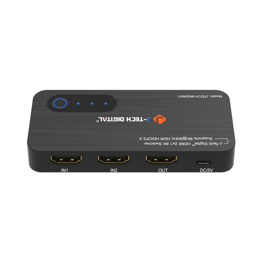 High-performance 8K 2x1 HDMI Switch – Switch easily between two HDMI devices, supporting 8K 60Hz, 4K 120Hz, HDR10, Dolby Vision, and HDMI 2.1 features.