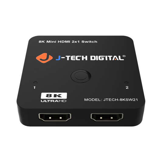 2x1 HDMI Switch – Easily connect multiple devices like PS5 and Xbox to an 8K display with auto-switching, supporting 8K 60Hz and 4K 120Hz resolutions.