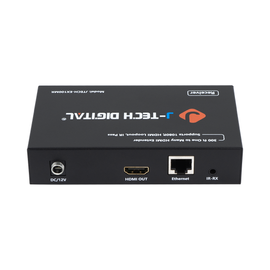 High-Performance HDMI Extender Receiver – Extends 1080P HDMI up to 328ft, IR Control, Compatible with JTECH-EX100M2, Supports CAT5e/6 Cable Setup