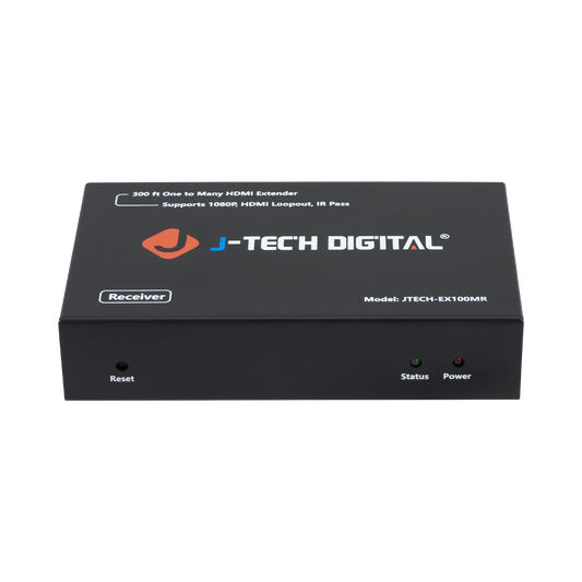 HDMI Extender Receiver for JTECH-EX100M2 Extender, Extends 1080P HDMI up to 328ft, IR Control, Supports Point-to-Point or Network Setup via CAT5e/6 Cable