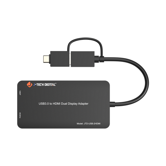 USB Type-A/C to Dual HDMI adapter for extended desktop display