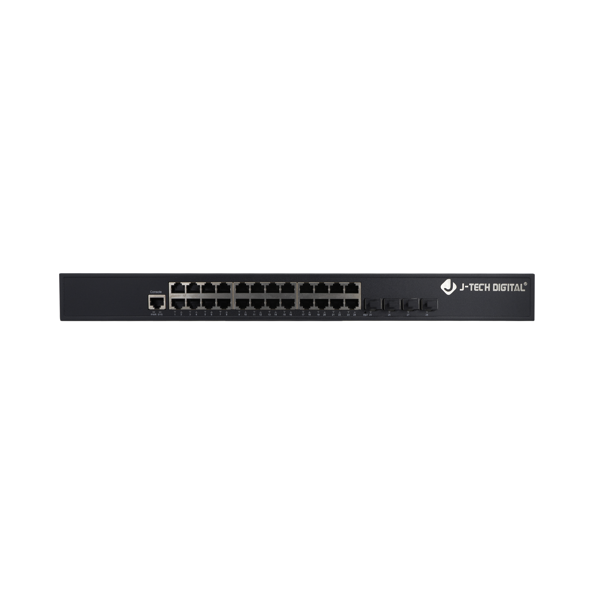 Reliable 24-Port AV Over IP Gigabit Ethernet Switch with 4 SFP+ Ports – Flexible Routing, Layer 3 Functions, Web Management for J-Tech Digital AV Over IP Systems