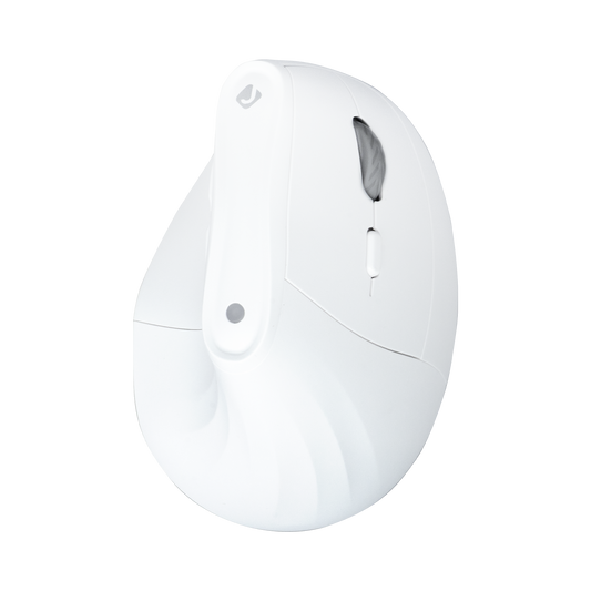 Vertical ergonomic wireless mouse designed to reduce wrist strain for extended use