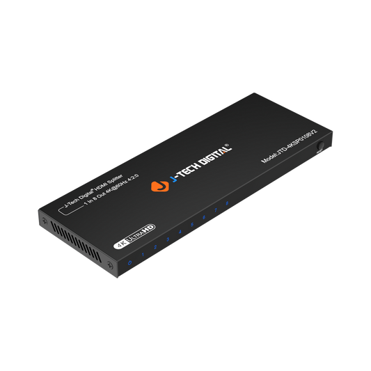 HDMI Splitter 1 In 8 Out 4K 60Hz 4:2:0 side angle showing front