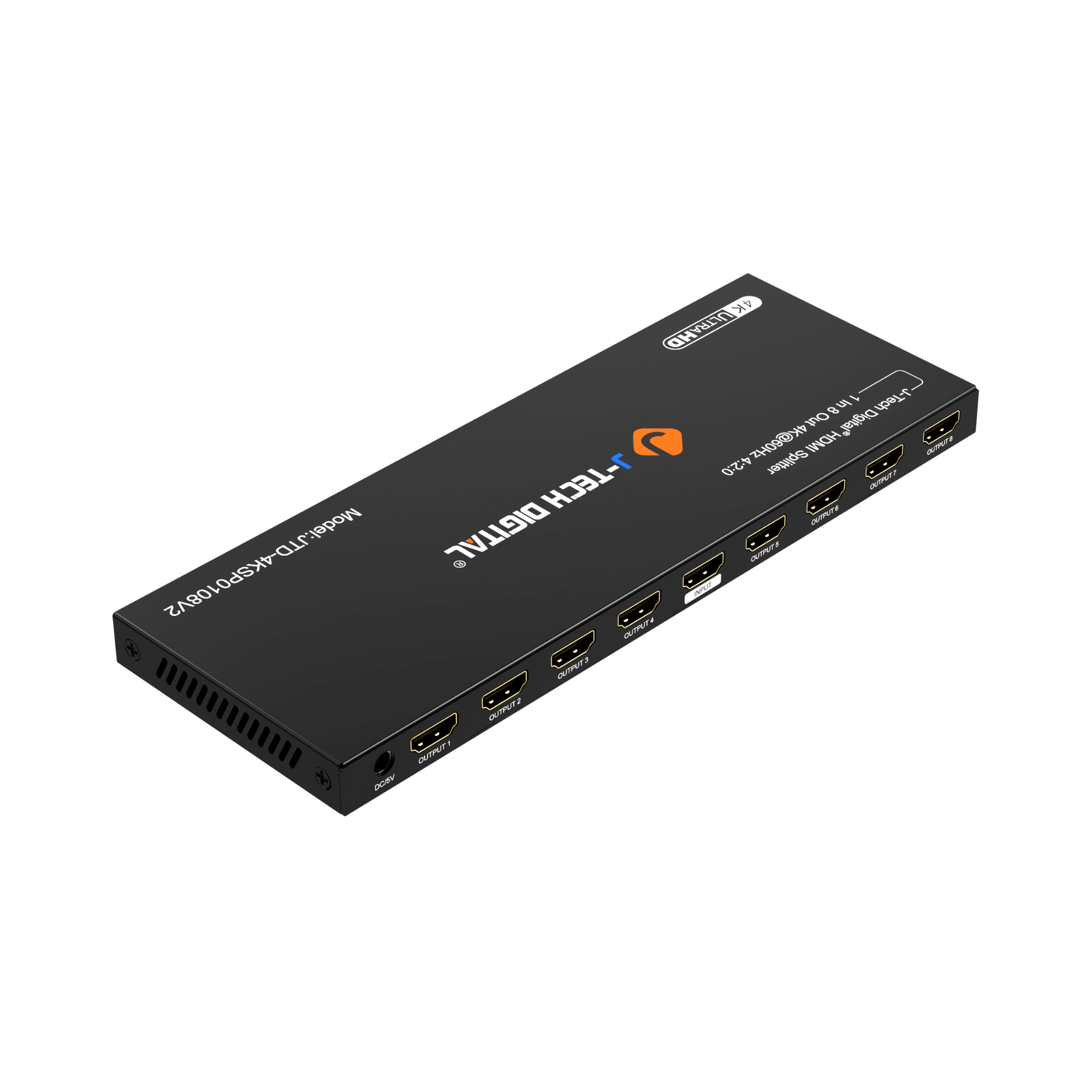 HDMI Splitter 1 In 8 Out 4K 60Hz 4:2:0 angle showing back ports