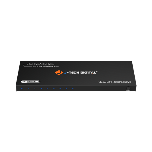 HDMI Splitter 1 In 8 Out 4K 60Hz 4:2:0 top front angle