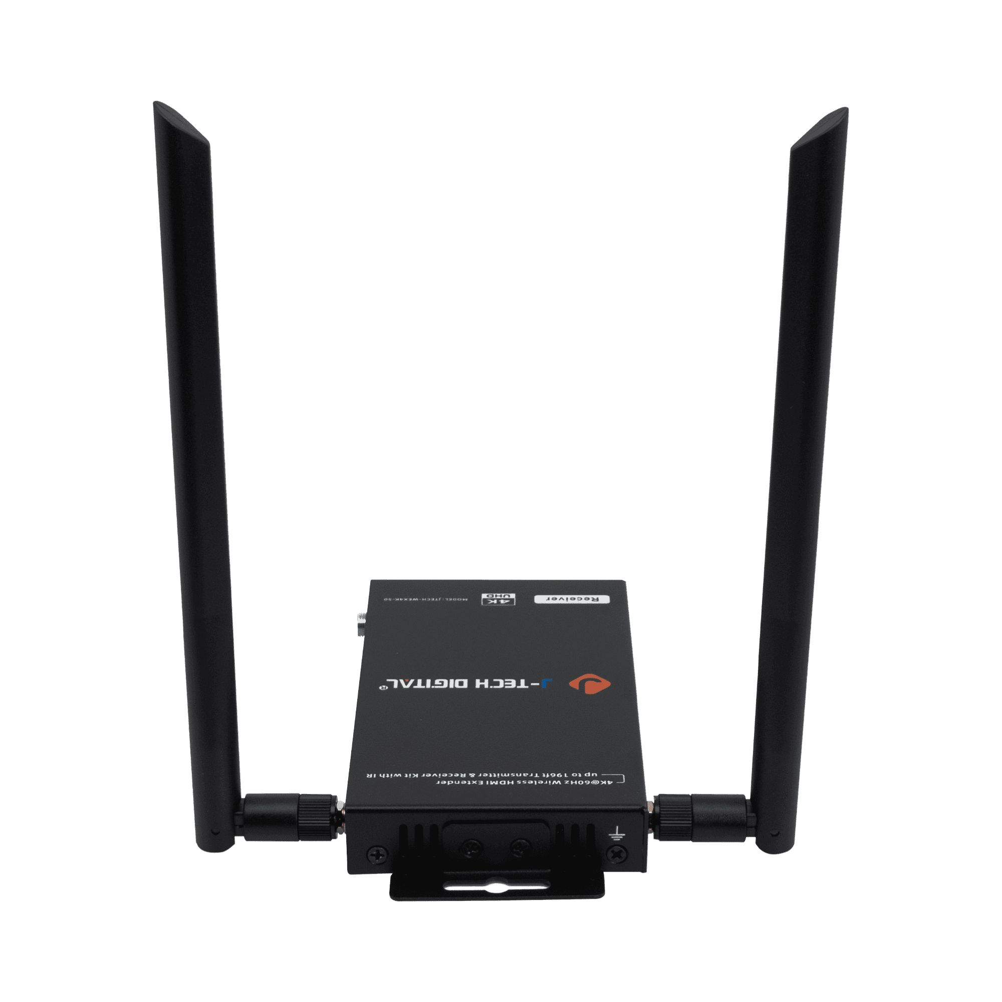 JTD-3190 4K60Hz Wireless HDMI Extender (Receiver only for JTECH-WEX4K-50V2) - top back angle with antennas