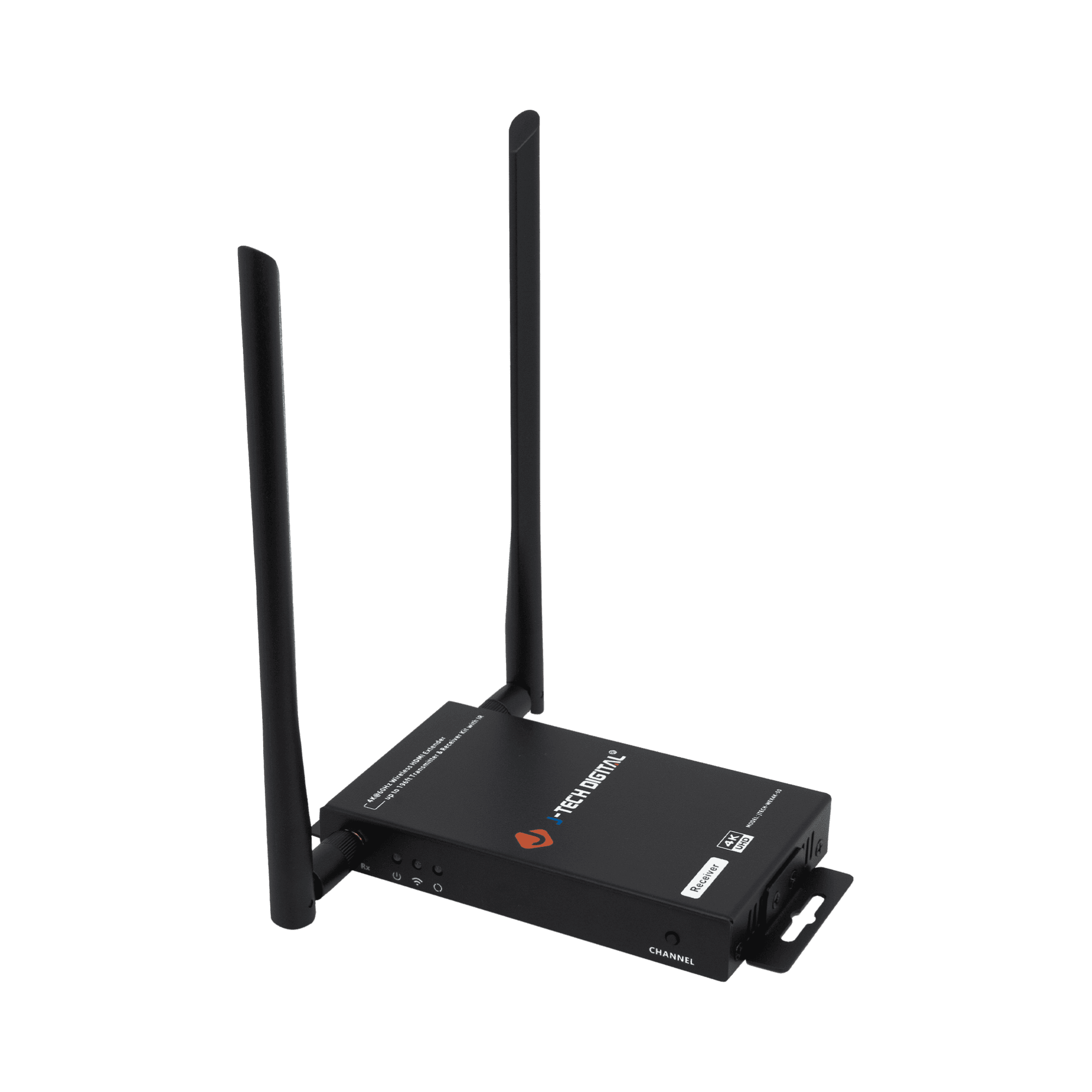 JTD-3190 4K60Hz Wireless HDMI Extender (Receiver only for JTECH-WEX4K-50V2) - side showing leds and channel button