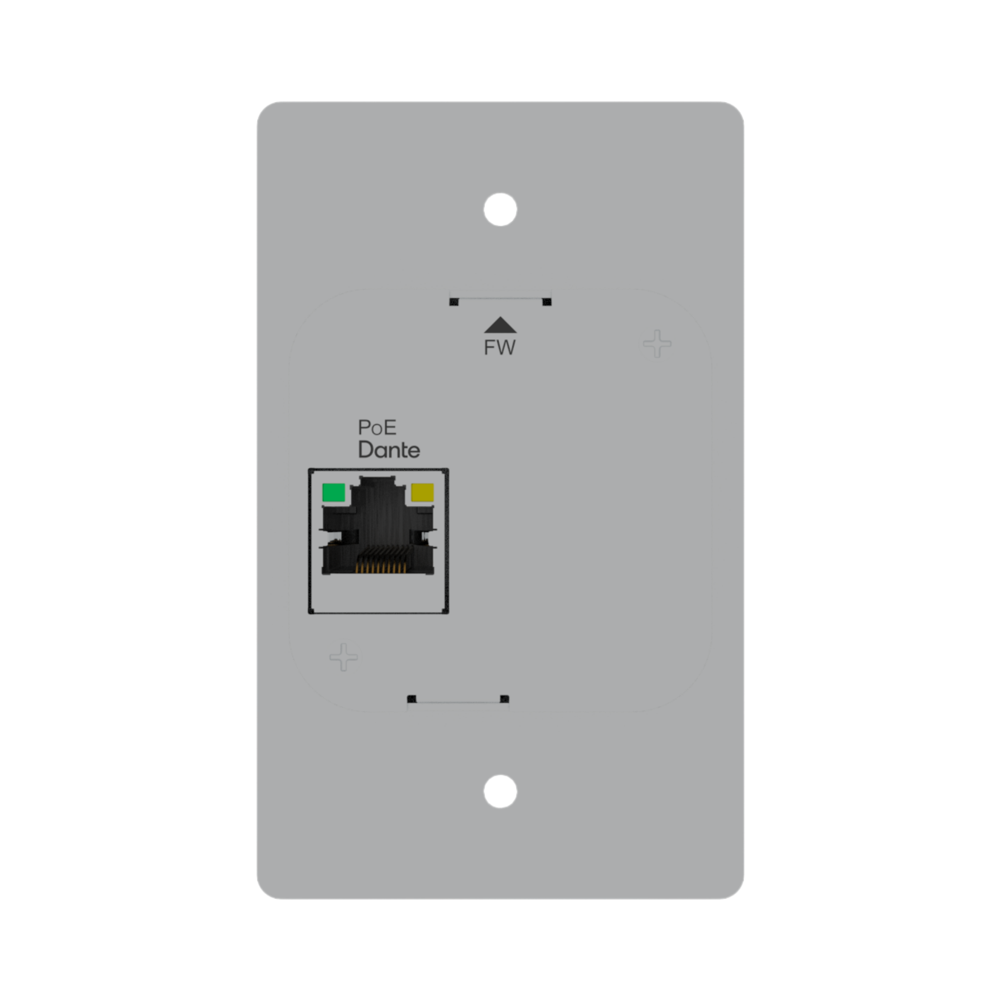 Single-gang Bluetooth to Dante Converter Wall Plate back panel showing ethernet port