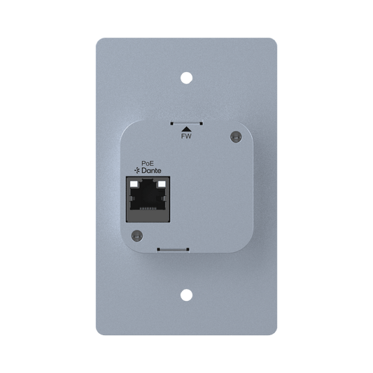 jtd-3321 Single-gang Bluetooth to Dante Converter Wall Plate back panel showing ethernet port