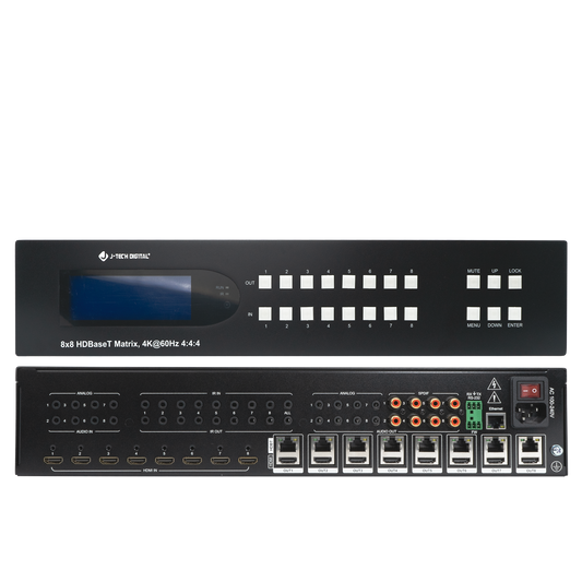 HDMI matrix extender with PoC support for easy setup and use.