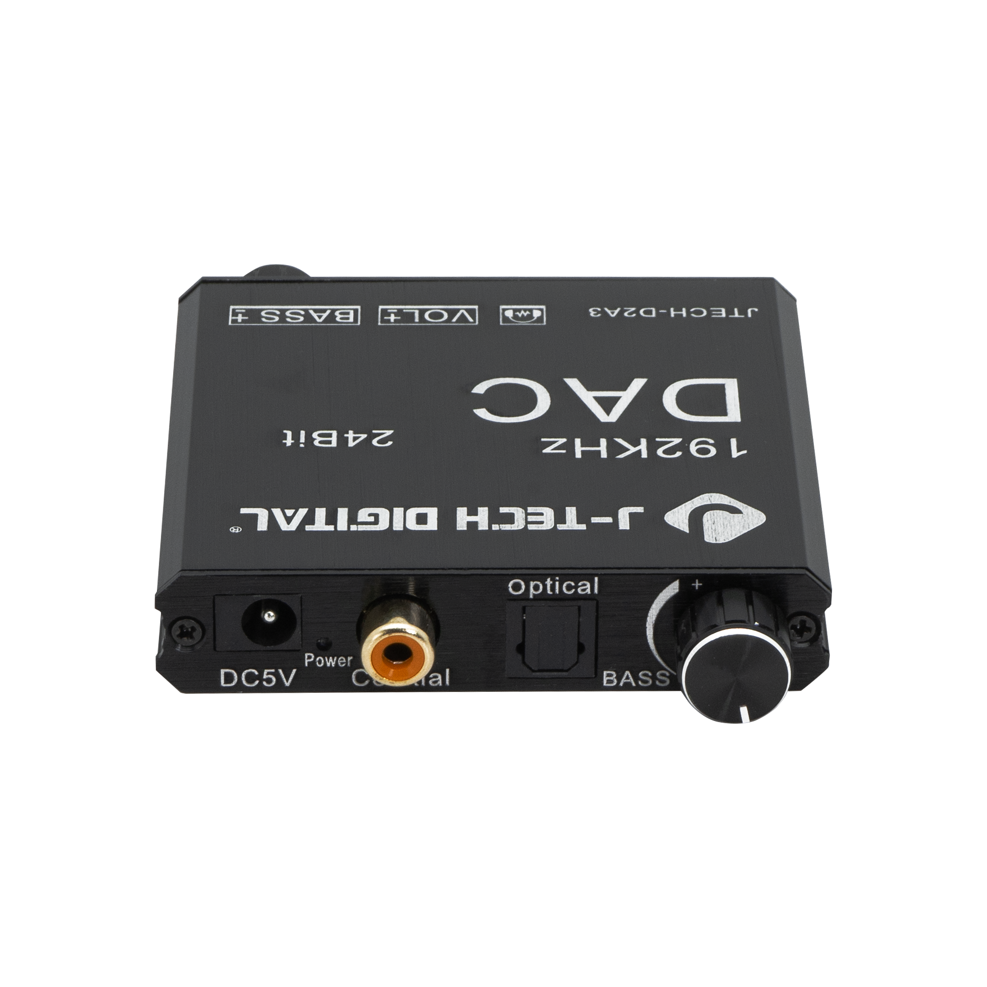 Premium Digital to Analog Converter (DAC) for crystal-clear audio conversion. Supports optical/coaxial inputs, RCA/3.5mm outputs, volume amplification, and bass adjustment.