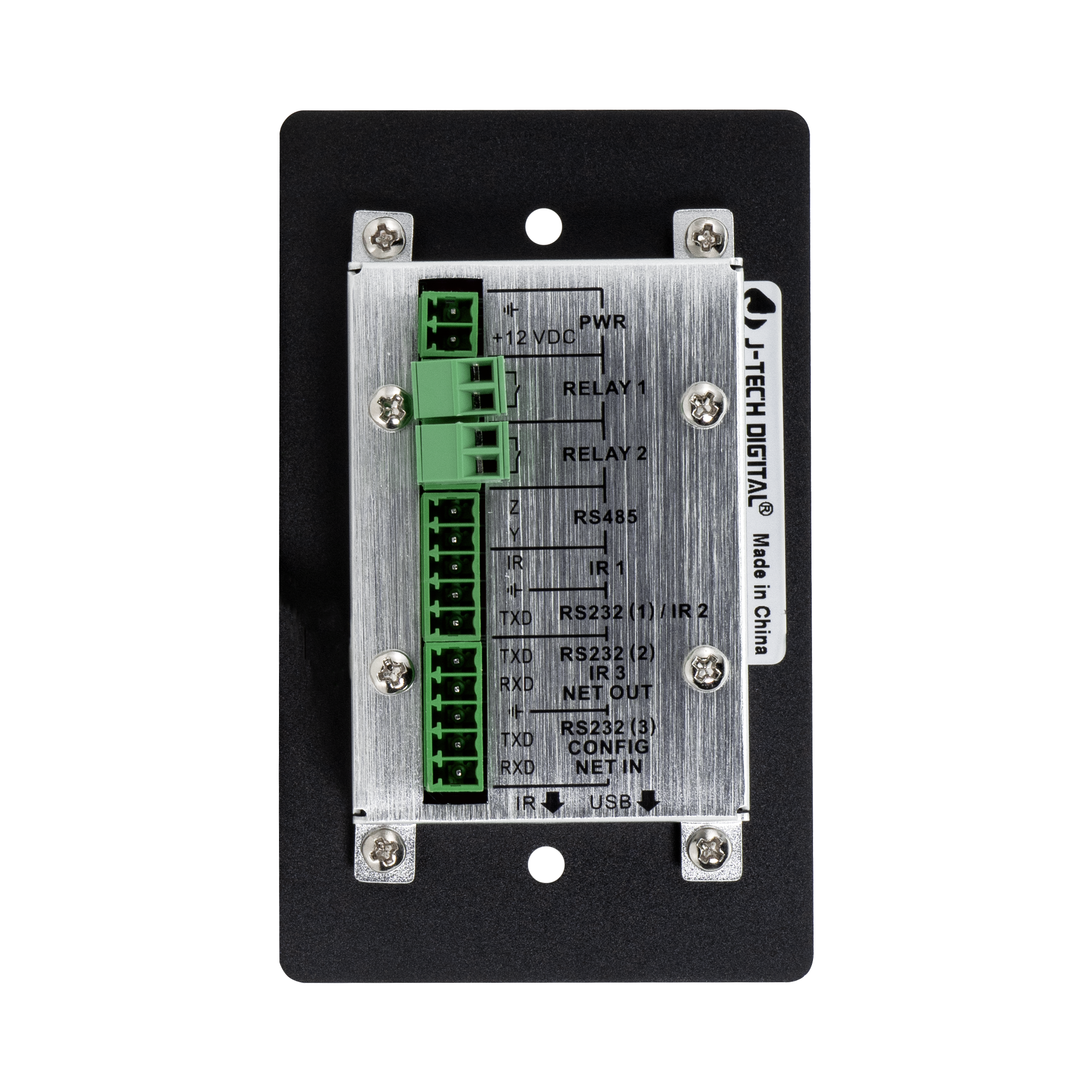 Customizable control panel wall plate for RS-232 and IR