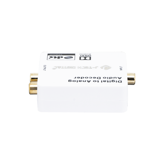 High-Quality Digital to Analog Converter – Optical & Coaxial Input to RCA & Aux Output, Dolby 5.1 Downmixing for Home Audio Systems.