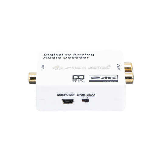 Digital to Analog Converter – SPDIF Toslink & Coaxial to RCA & 3.5mm Audio, Dolby Digital 5.1 Downmixing for Stereo, Multi-Input Support.
