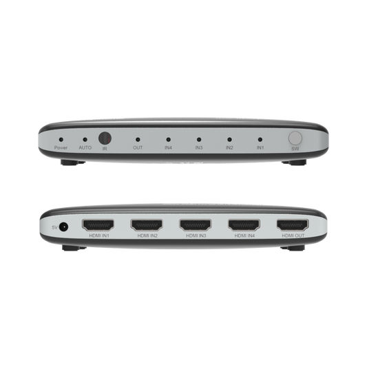 4x1 HDMI Switch with IR Remote – Connect 4 devices to a single display, supports 4K at 30Hz, Picture-in-Picture up to 1080p, and auto-switching feature.