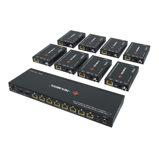 1x8 HDMI splitter extender for superior connectivity and seamless audio-visual transmission across multiple devices.