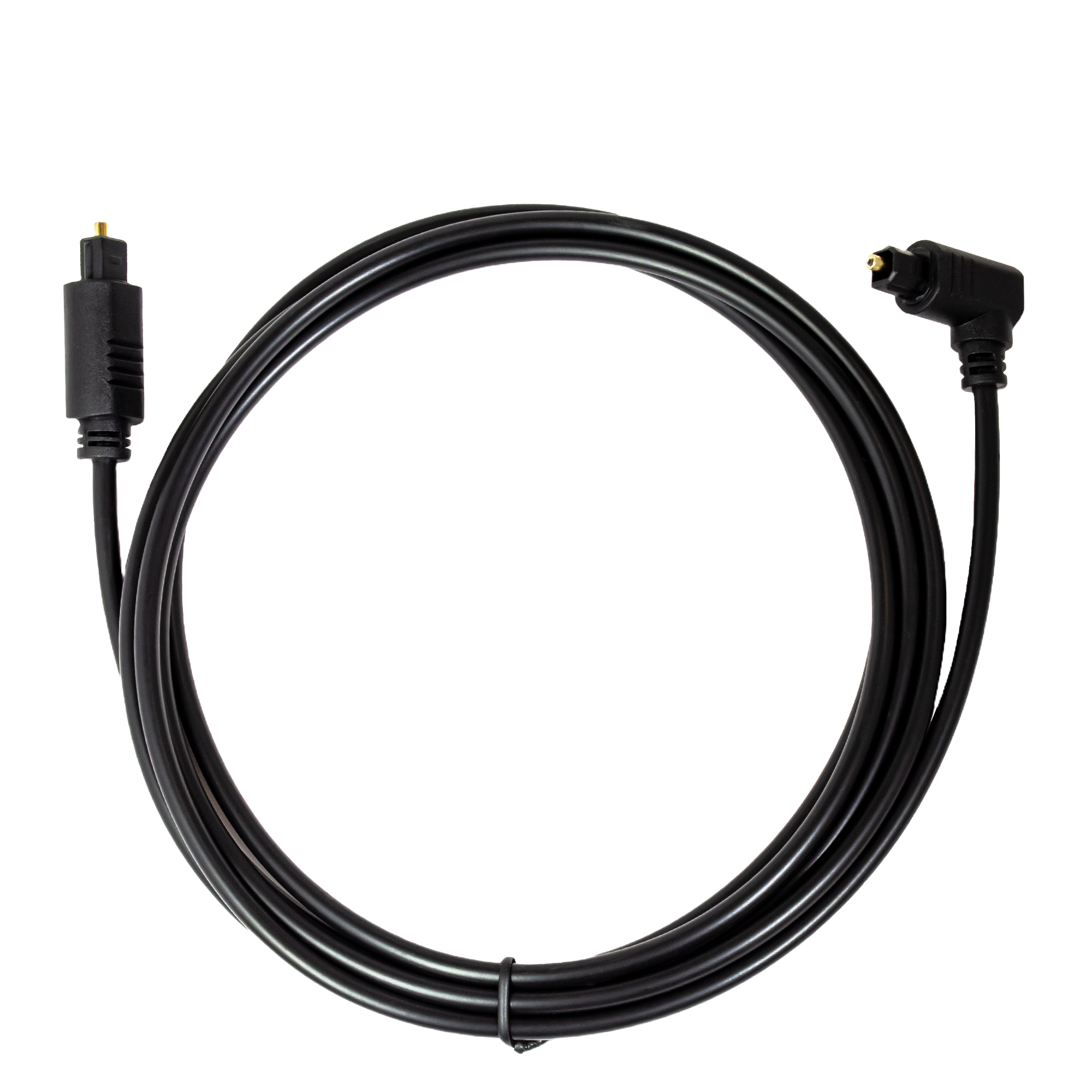 6ft Toslink Digital Optical Cable with Right Angle Design, Universal Compatibility, Superior Audio Fidelity, Durable PVC Outer Cover, and Gold-Plated Connectors
