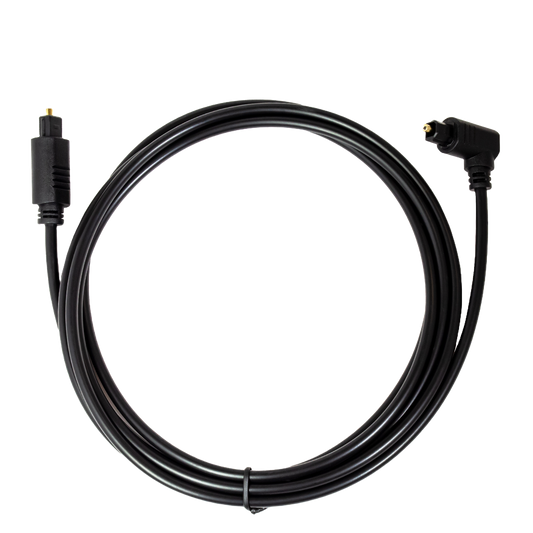 6ft Toslink Digital Optical Cable with Right Angle Design, Universal Compatibility, Superior Audio Fidelity, Durable PVC Outer Cover, and Gold-Plated Connectors